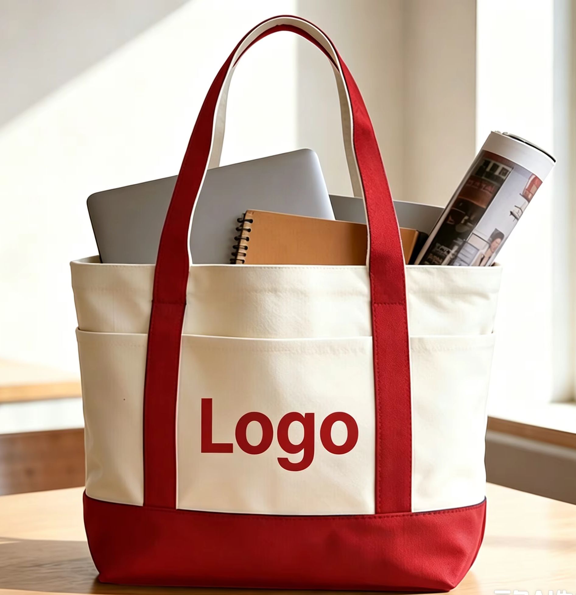 Women Bags Company - حقيبة قماشية مخصصة مع شعار مطبوع،